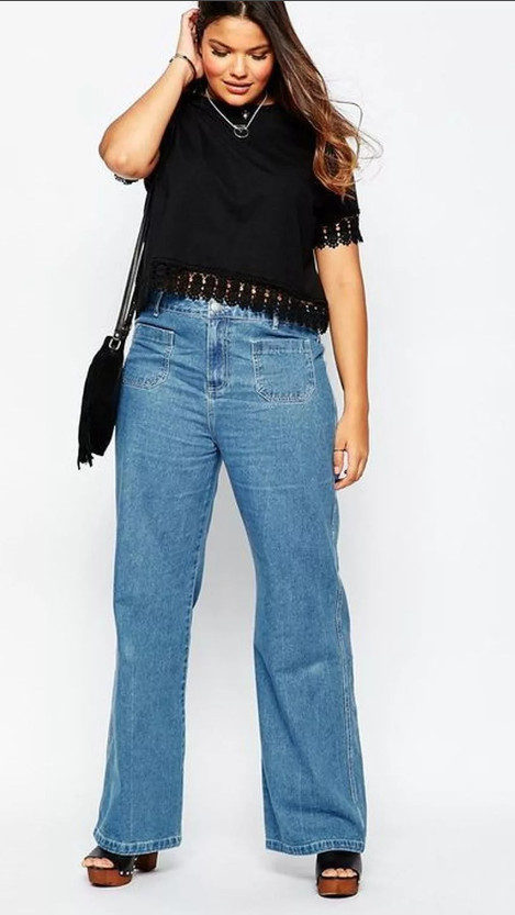 plus size широкие джинсы